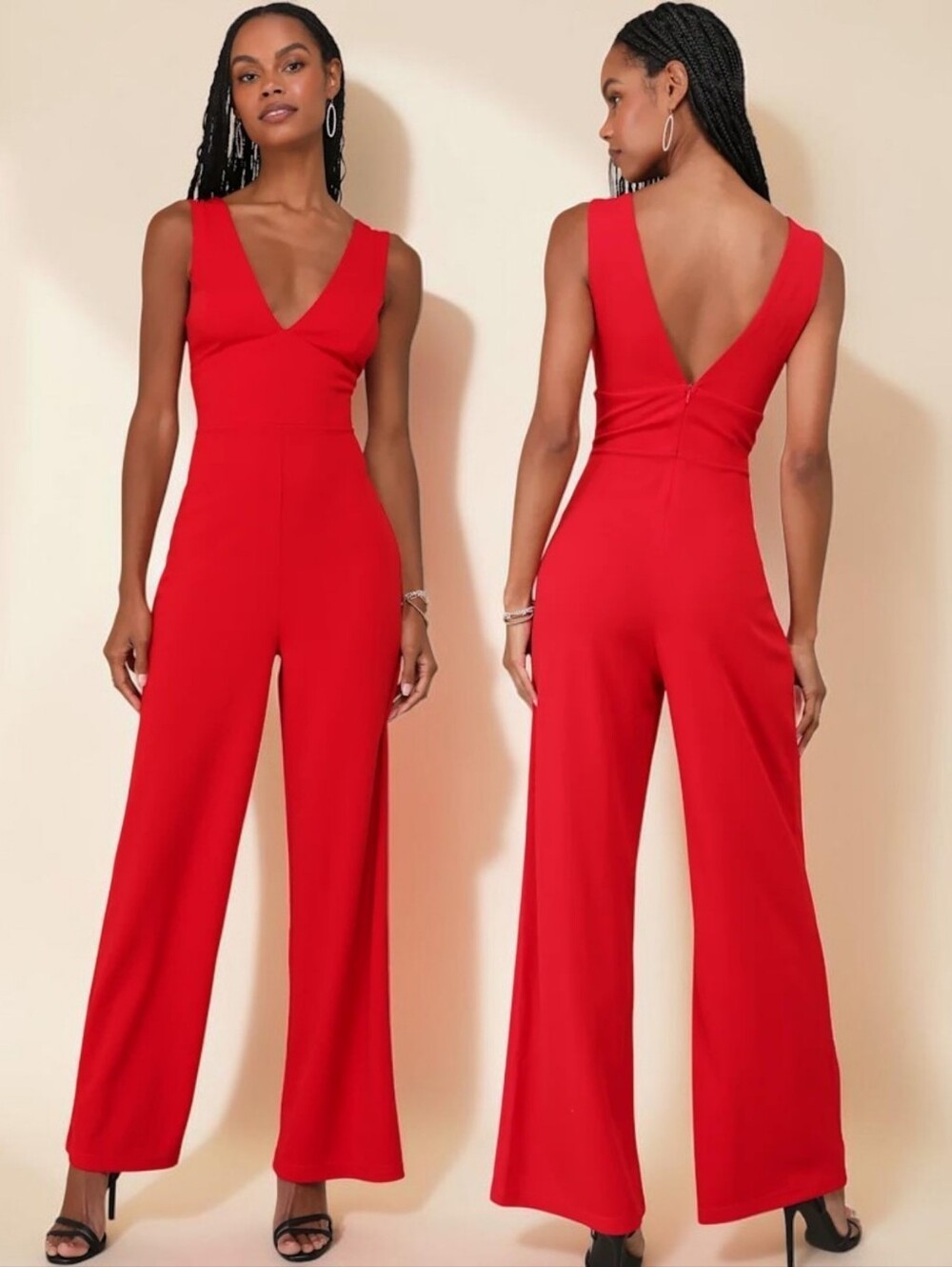 LULUS Bold Era Red Sleeveless Wide-Leg Jumpsuit - Size L